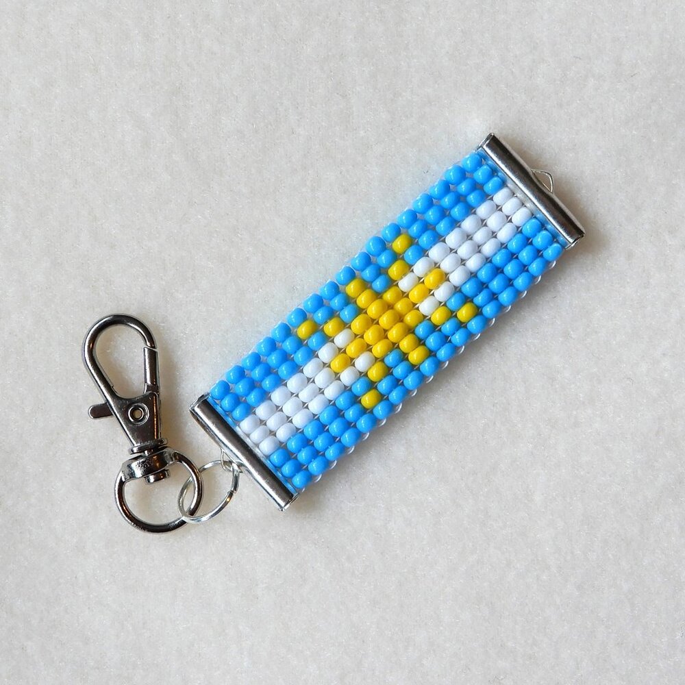 Argentina Argentinian flag bead keychain / bag charm, handmade, Buenos Aires